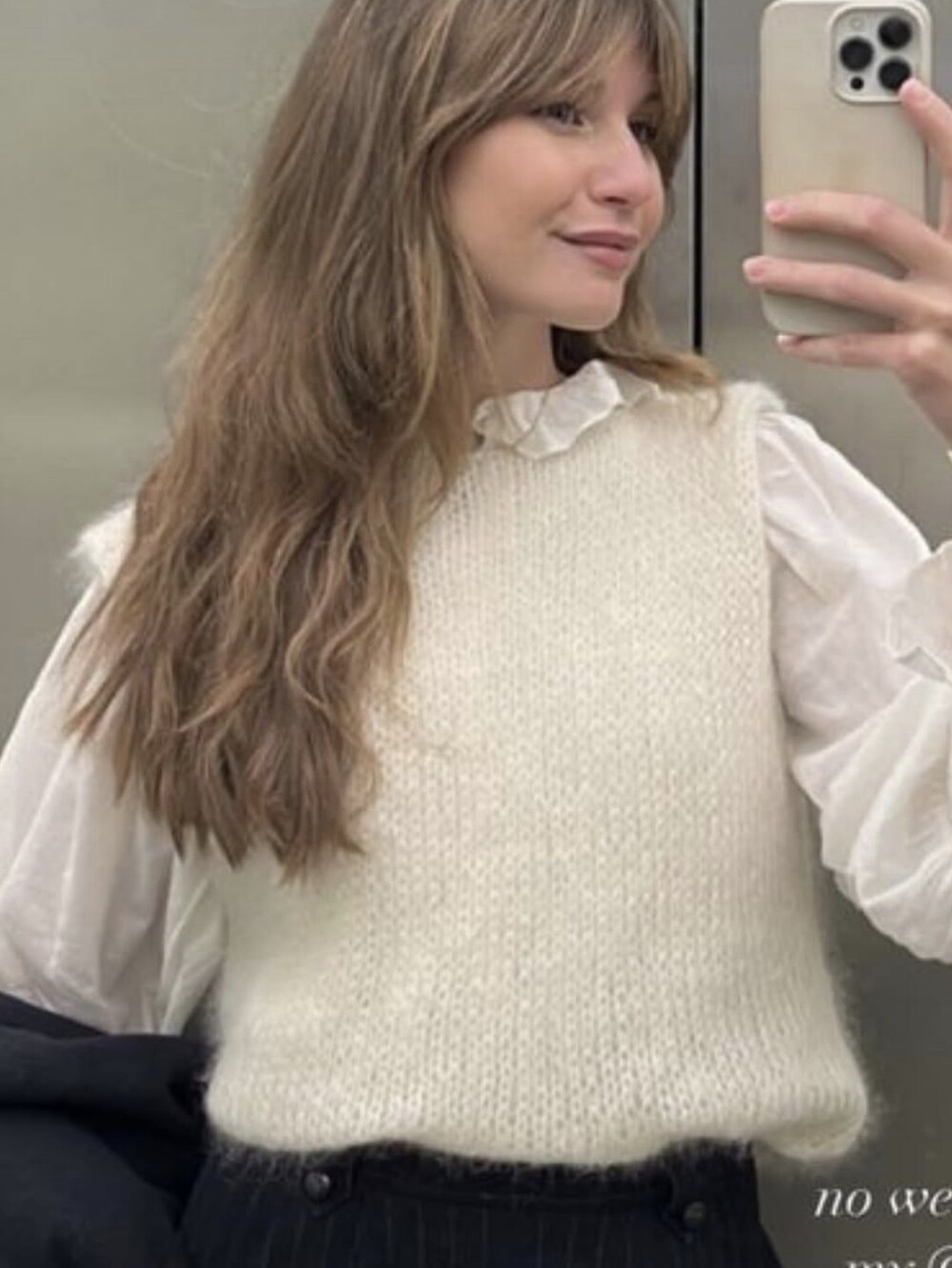 Women’s Vintage Italian Mohair Cream Knit Sleeveless Sweater Vest
